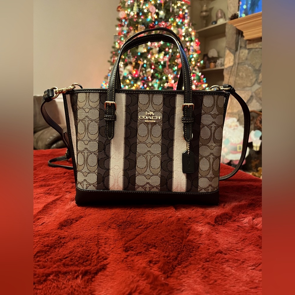 Coach Mollie Tote 25 In Signature Jacquard With Stripes